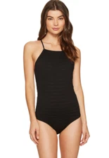 1.STATE Women's High Neck Spaghetti Strap Bodysuit Rich Black Jumpsuit, Small