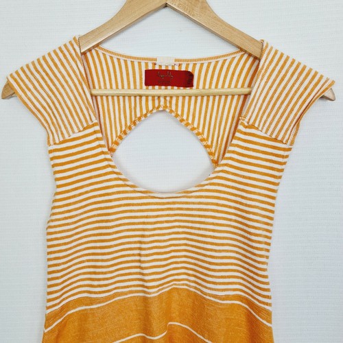 TIGERLILY Size 8 Cotton Orange Striped Open Back Loose Fit Short Drop Dress - Bild 3 von 9
