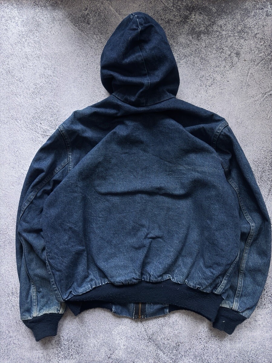 Vintage Carhartt Active Jacket Men Medium Blue Denim Faded