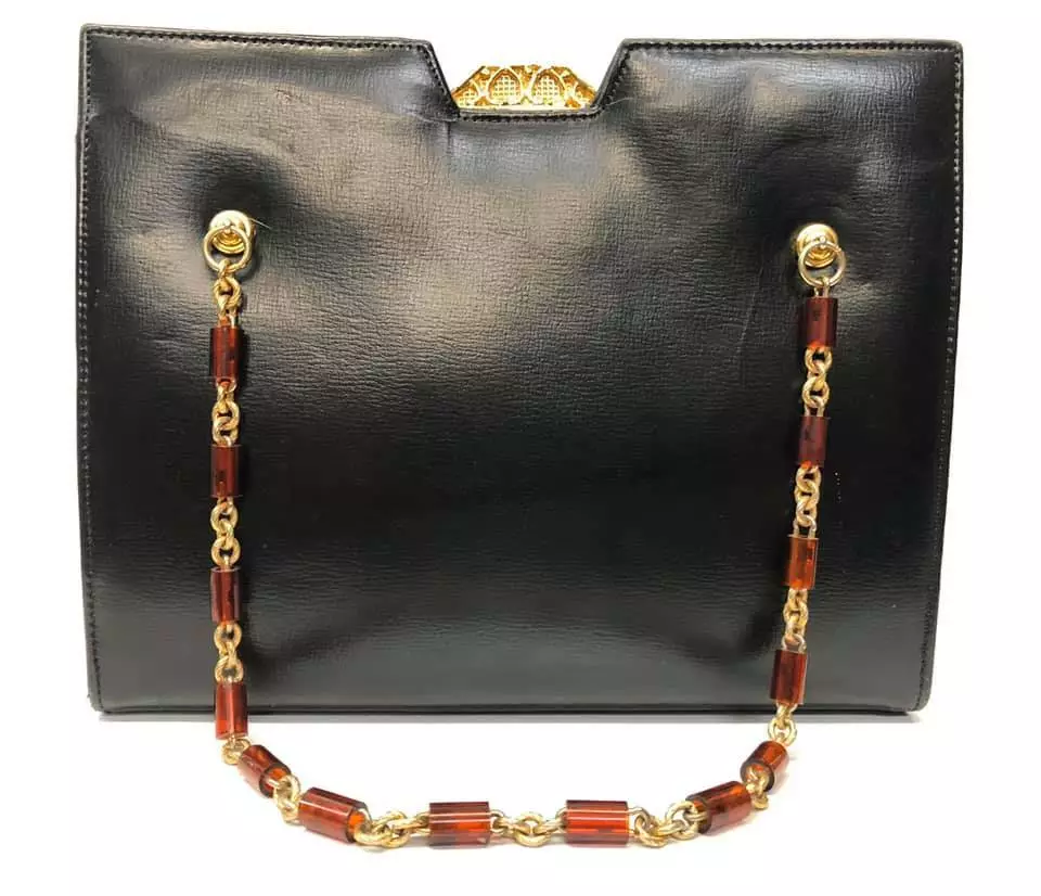 Vintage Robert Bestien Original Purse Handbag Black with Gold