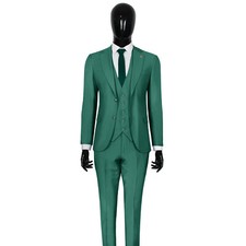 Mens Slim Fit Suit with Waistcoat in Green - Wedding Stage Suit - Jacket - Tuxedo