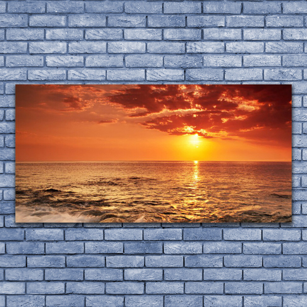 Tableau plexiglas 140x70 mer et soleil pour decoration murale