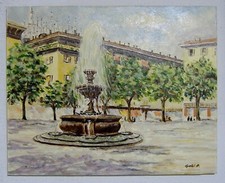 034 QUADRO DIPINTO Olio su Tela MILANO. Vecchia Piazza Fontana (32)  40 x 50