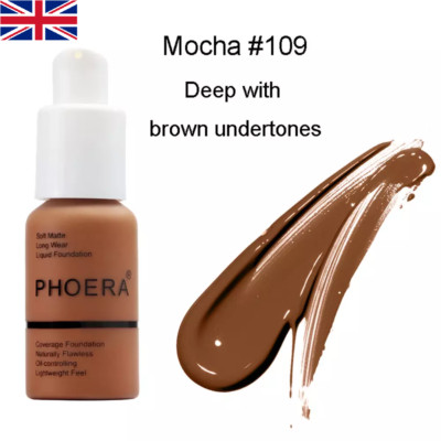 PHOERA Foundation Concealer 109 MOKKA Full Coverage Matte Bright Longlasting UK