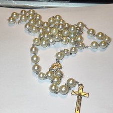 Beautiful silver and Pearl long beaded vintage rosary