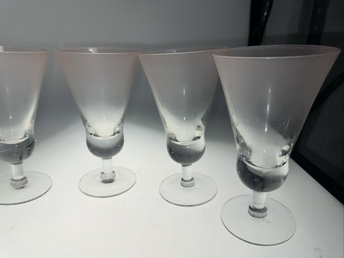 Set 5 DOROTHY THORPE Pink Peach Frosted Satin Trumpet Goblets MCM Bareware 7.5" - Picture 9 of 14
