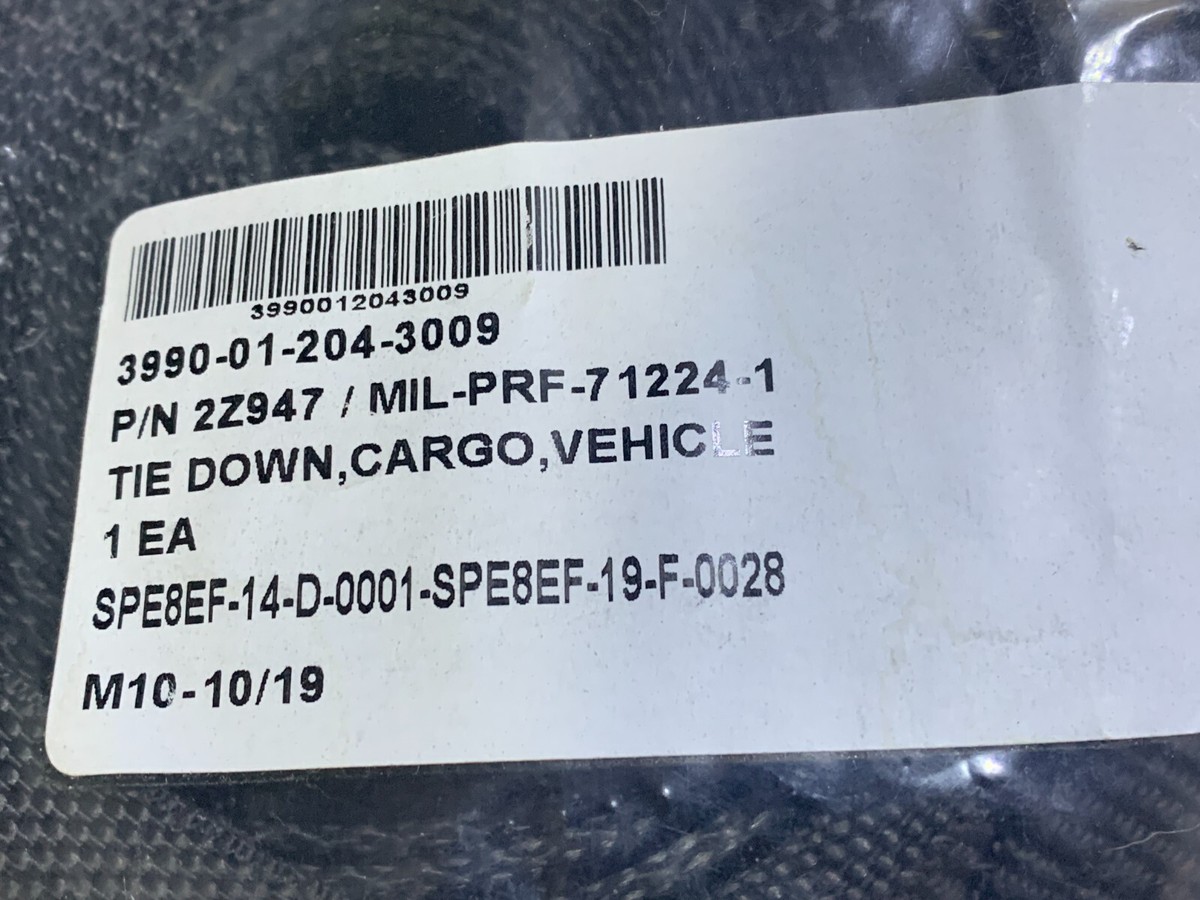 Tie Down Cargo Vehicular NSN 3990-01-204-3009 PN 2Z947 25