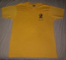 VTG 80s AT&T T SHIRT LARGE YELLOW MOBILE TELEPHONE COMMUNICATIONS BELL LOGO 90s