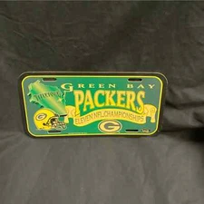 Vintage Green Bay Packers Eleven NFL Champions Plastic License plate