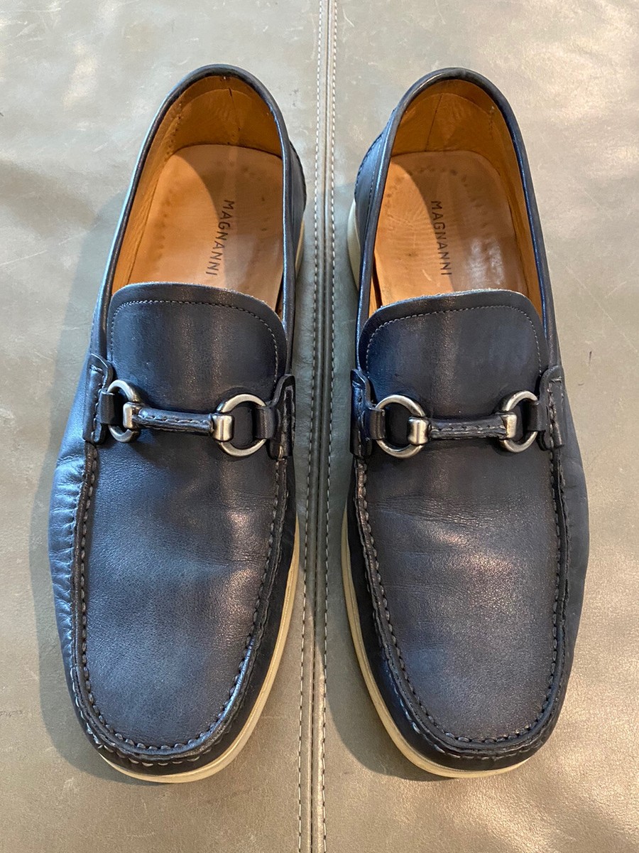 Magnanni Black Leather Horsebit Slip-On Loafers men size 10.5 gently used Mens Magnanni Black Leather Horsebit Casual Slip On Loafers  main image 2