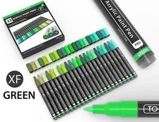 Acrylic Paint Pens 22 Assorted Green Pro Color Series (EXTRA FINE)