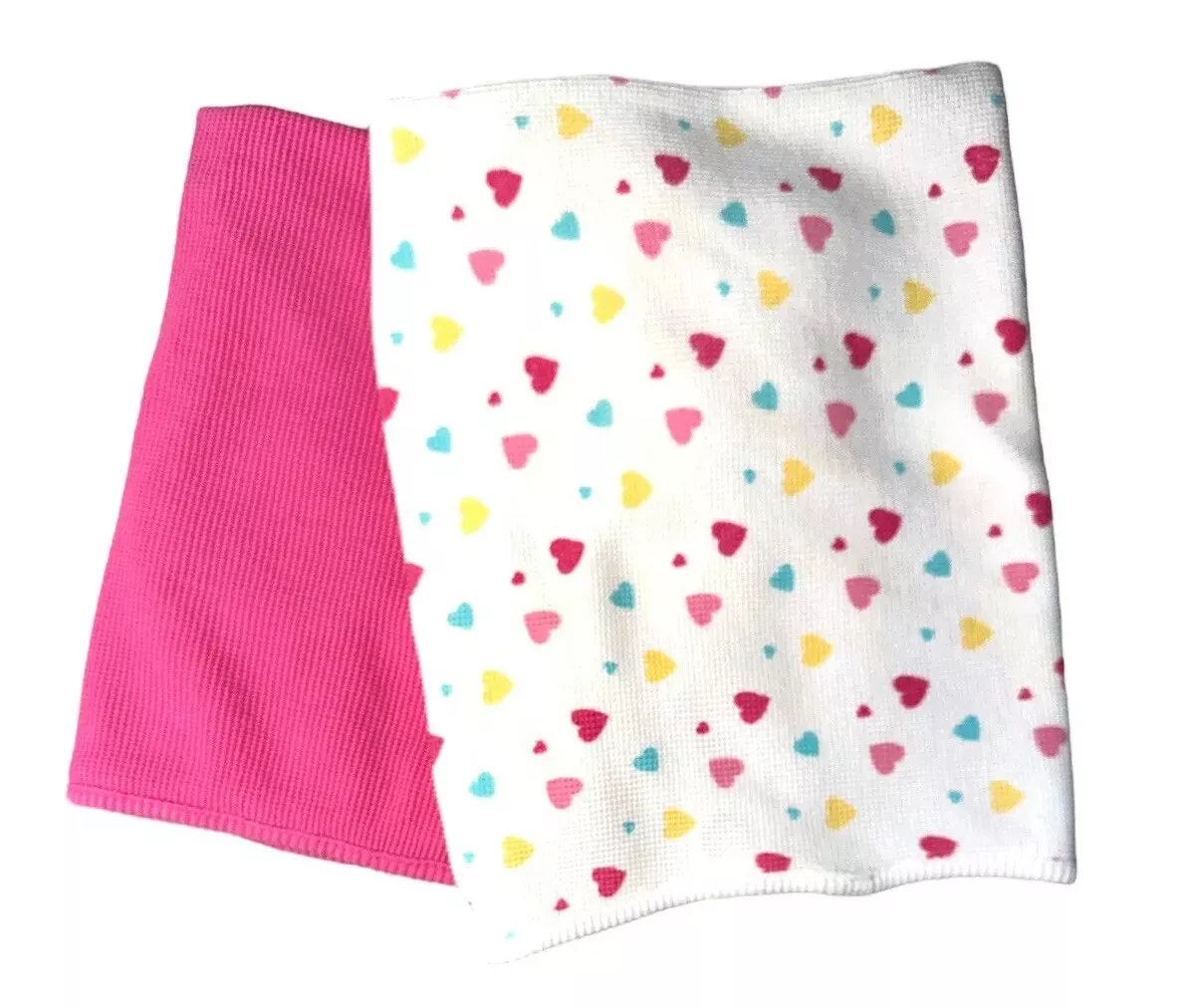 Parents Choice Thermal Baby Receiving Blankets Lot of 2 Hearts Solid Pink EUC