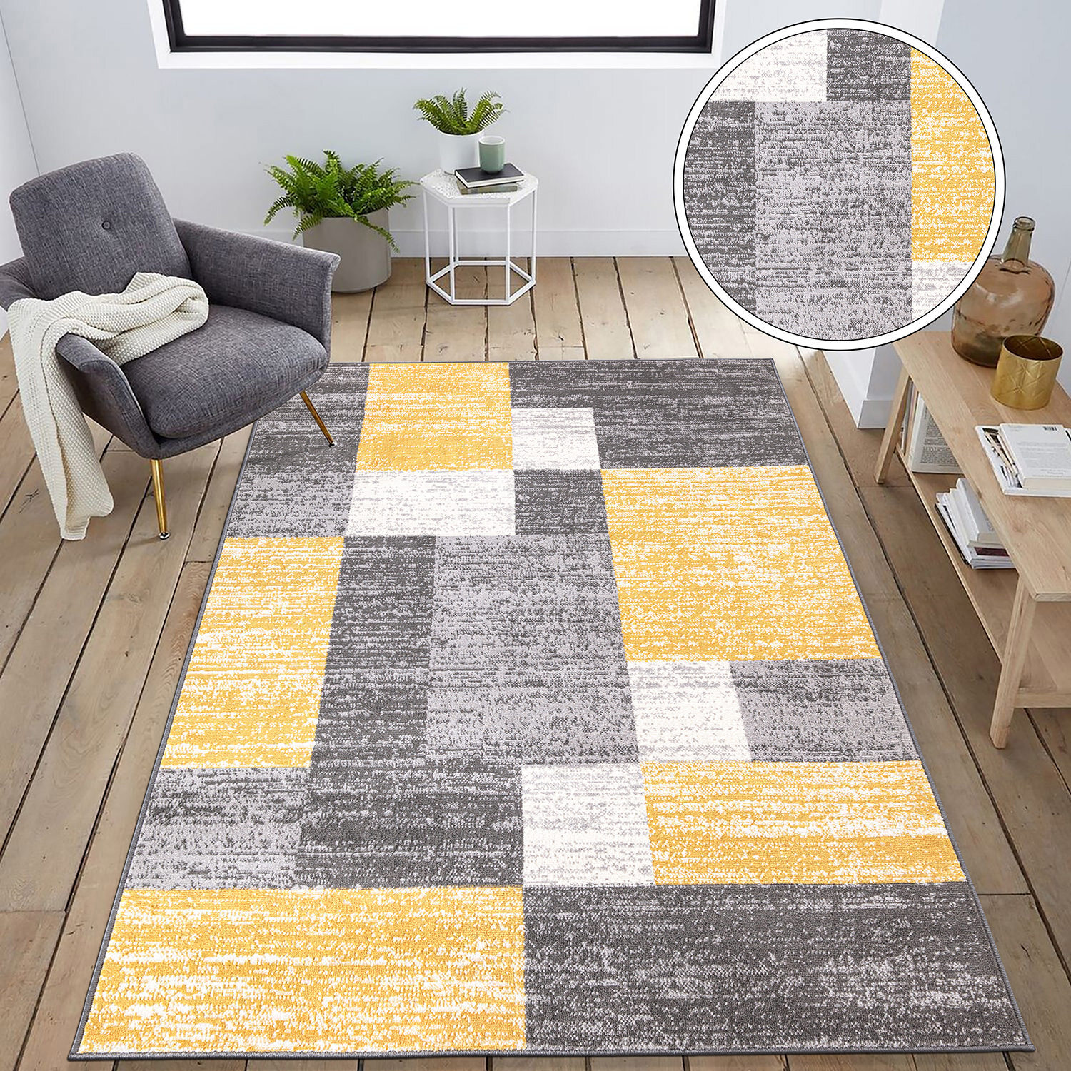 5X7 Area Rugs Modern Geometric Boxes Carpet Dining Room Rugs