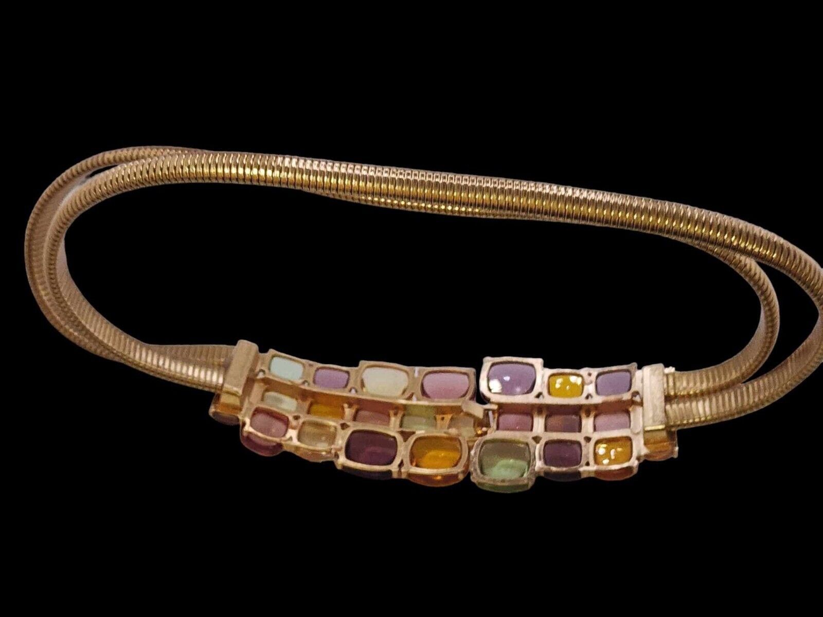Vintage Fabulous Jeweled Snake Stretch Belt (A422… - image 5