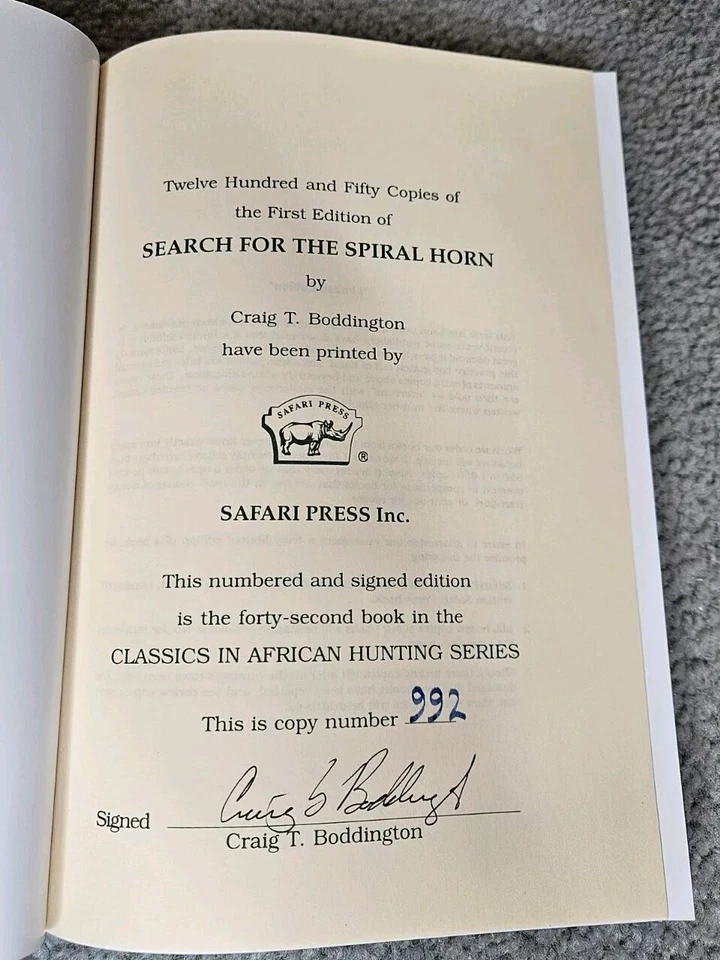 SEARCH SPIRAL HORN Craig Boddington SIGNED Limited Edition SAFARI PRESS Hunting - Image 3 of 4