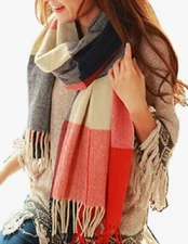 NEW Wander Agio Women's Fashion Long Shawl Big Gri Scarf One Size