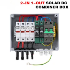 Solar photovoltaic PV Combiner Box With Ground Wire 2 in 1 out DC 600V Fuse MCB