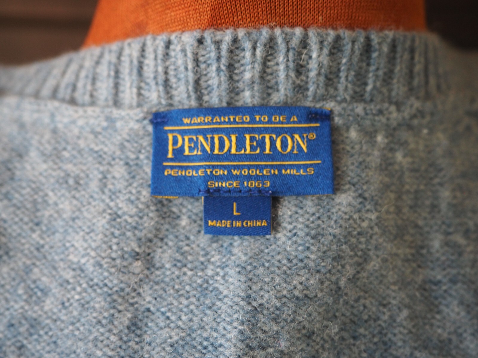 Pendleton Light Blue Lambswool Knit Button Pocket… - image 6