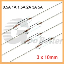 3x10mm Foot Lead Full Glass Fuse Axial Amp Fast Blow 250V 0.5A 1A 1.5A 2A 3A 5A