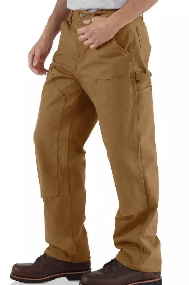 Carhartt Washed Duck Double Front Dungaree Pants Mens 46x32 Brown Loose Fit NEW