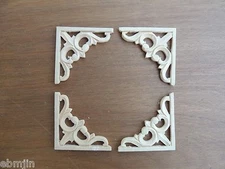 S.Carved Wood Panel 4pcs/set w/Triangle Flower