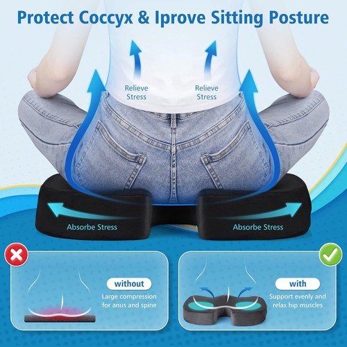 Gel Memory Foam Seat Cushion Chair Car Seat Pad f Long Sitting Pressure Relief - Picture 3 of 9