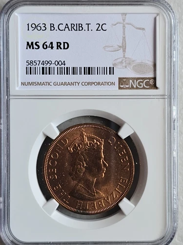 British Caribbean Territories 2 Cents 1963 NGC MS 64 RD