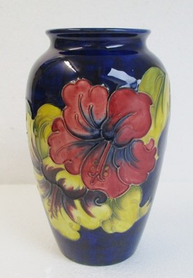 Moorcroft Pottery Vase in Hibiscus Design - Made in England