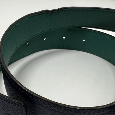 Hermes Reversible H Belt Blue And Green Size 85 Silver  display picture 2