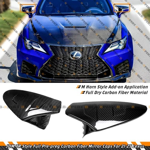 Full Carbon Fiber TR Style Mirror Covers Caps For 19-25 Lexus IS ES RC LS LC UX