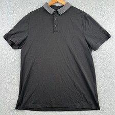 Calvin Klein Polo Mens Large Black Liquid Touch Short Sleeve Striped Collar Logo
