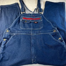 Genuine Dickies Mens Blue Denim Bib Overalls Large Workwear Carpenter Indigo