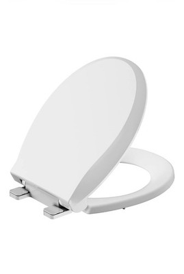 Round Toilet Seat w/ Quiet-Close Lid   White, Slow Close, Easy Install, Quick-Re