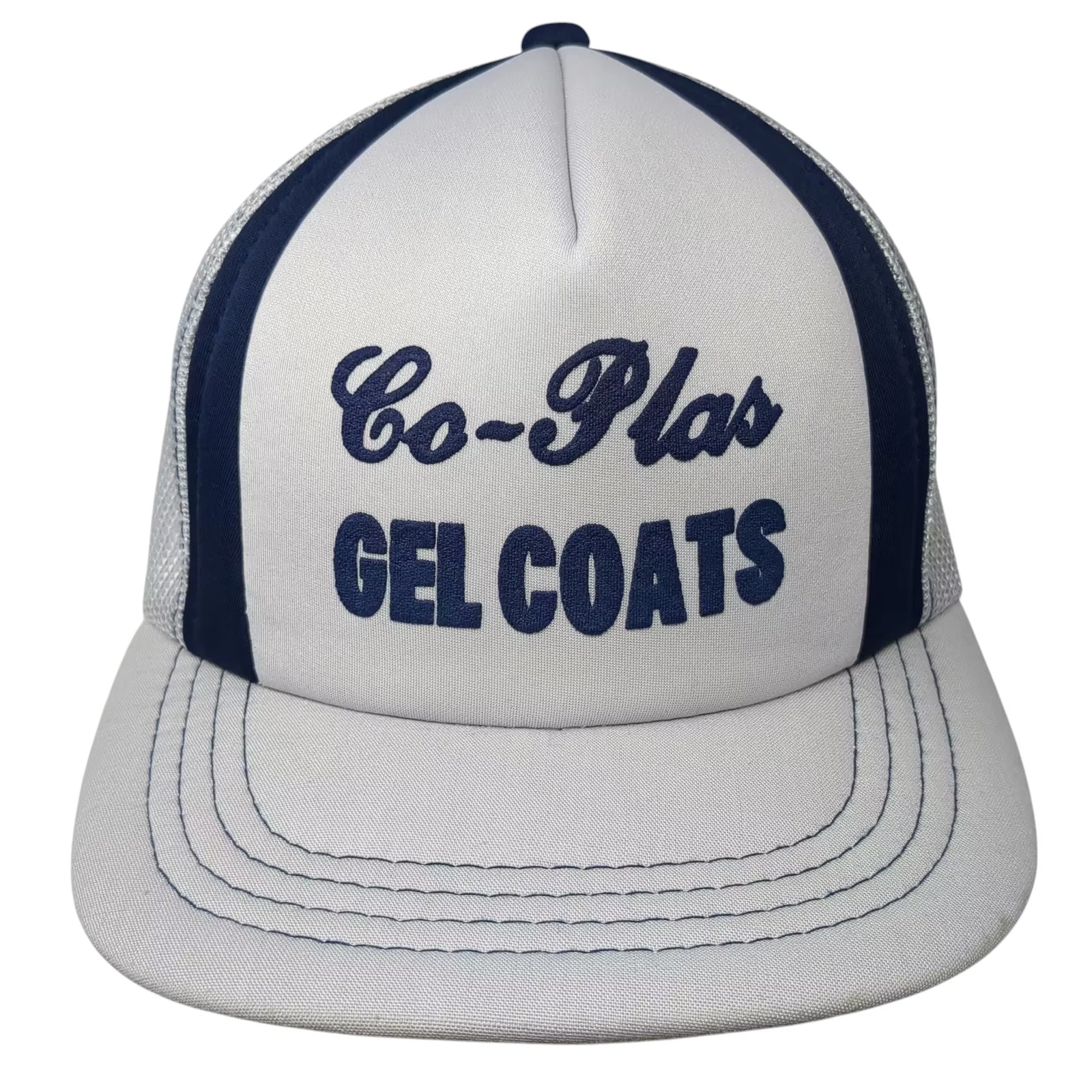 UA Headwear Trucker Hat Gray Blue Co-Plas Gel Coats OS Mesh Snapback Adjustable