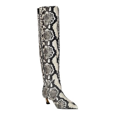 Gianni Bini $180 Gianna Snake Print Toll Leather Boots Kitten Heel All Sizes NEW