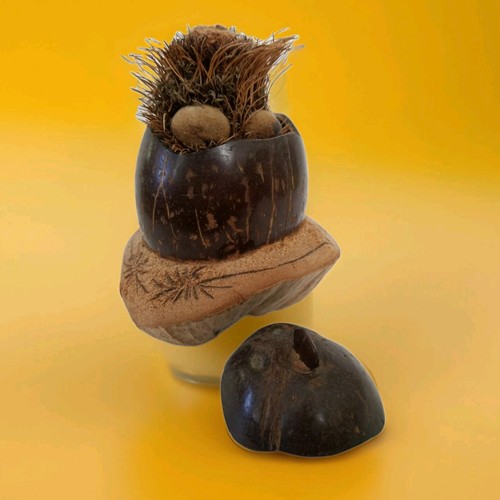 Coconut Carving Vintage Hand Carved Signed TOMA 1942 Hawaiian Tiki bar ALOHA