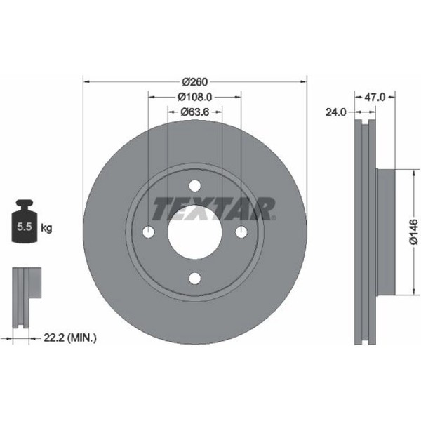 2X Textar 92063503 Bremsscheibe FüR Ford USA Mondeo Scorpio Cougar Contour GBP-image
