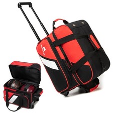 Bowling Bag with Wheels Double Roller 2 Ball Bowling Separate Shoe Compartmen...