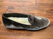 Birdies Starling Brown Velvet W/ Faux Sherpa Fur Lined Loafers, Size 6.5