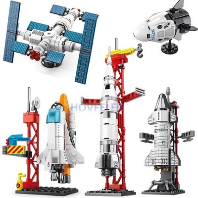 Raumfahrt Rakete Modellbausteine bemannte Raumstation Steine Kinder Spielzeug
