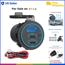 12V USB Charger Waterproof Power Outlet 20W PD 18W QC3.0 Car Marine Truck