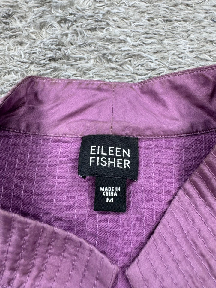 Eileen Fisher Jacket Women Medium Lavender Purple Silk Crinkle Textured Coat - Image 3 of 4