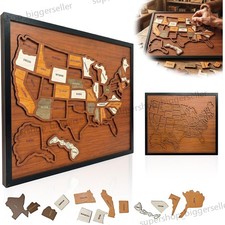 Wooden USA Travel Map Puzzle 12 x 10inch, Wall Art Home Decor, Journey Tracker