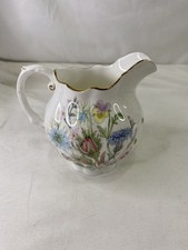 Aynsley Creamer Wild Tudor Thistles Roses Flowers Gold Trim Bone China Pitcher