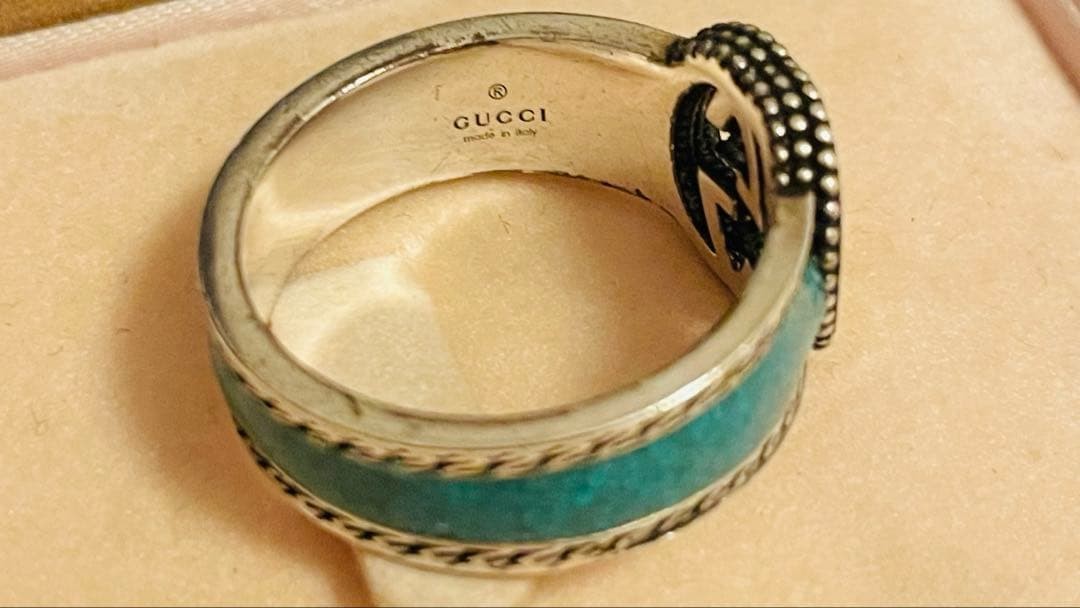 Auth GUCCI Ring Interlocking Double G 925 Turquoi… - image 4