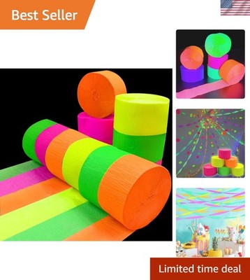 400ft Glow in the Dark Crepe Streamers - Neon Party Essentials for All Occasions