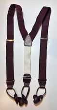 NEW Vintage Brooks Brothers Suspenders Brace Leather Burgundy/Dot Made n Germany