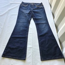 NWT Cache Jeans Women Sz 12 Mid Rise Bling, Embroidery Flare Jean Pants Vtg Y2K