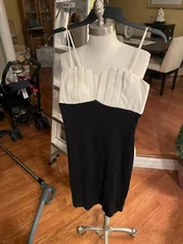 Ladies sz XS bodycon dress in Black/light beige silk mix by NU Mark Anthony