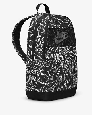 Nike Elemental Backpack School Travel Animal Print Black White